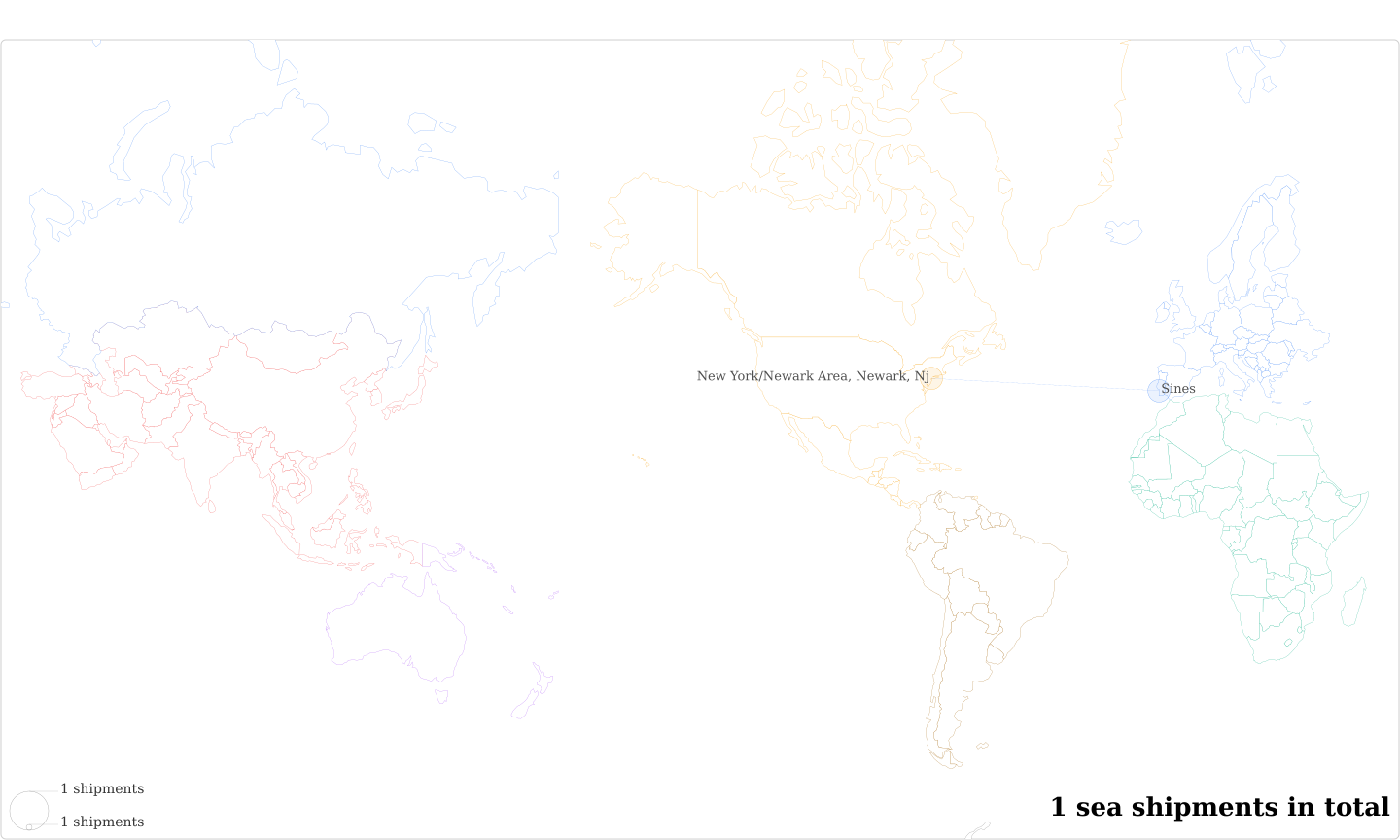 Bottega Restaurant's Imports Per Country Map