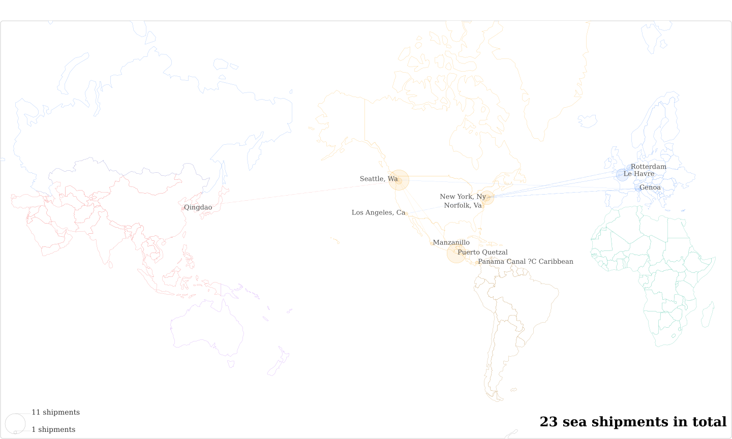 Caffe Vita's Imports Per Country Map