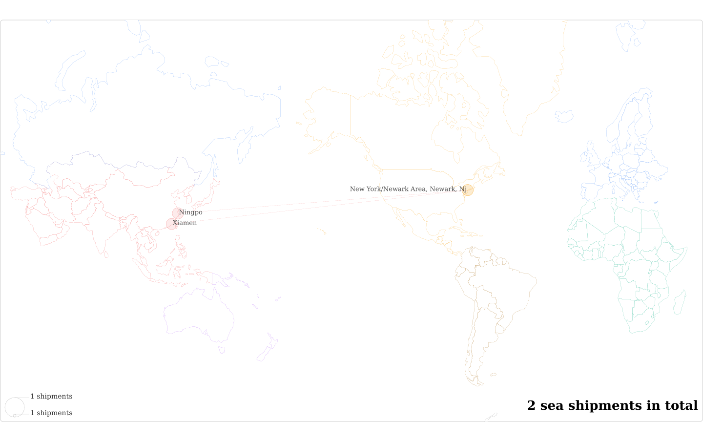 Cajun Restaurant Orange's Imports Per Country Map