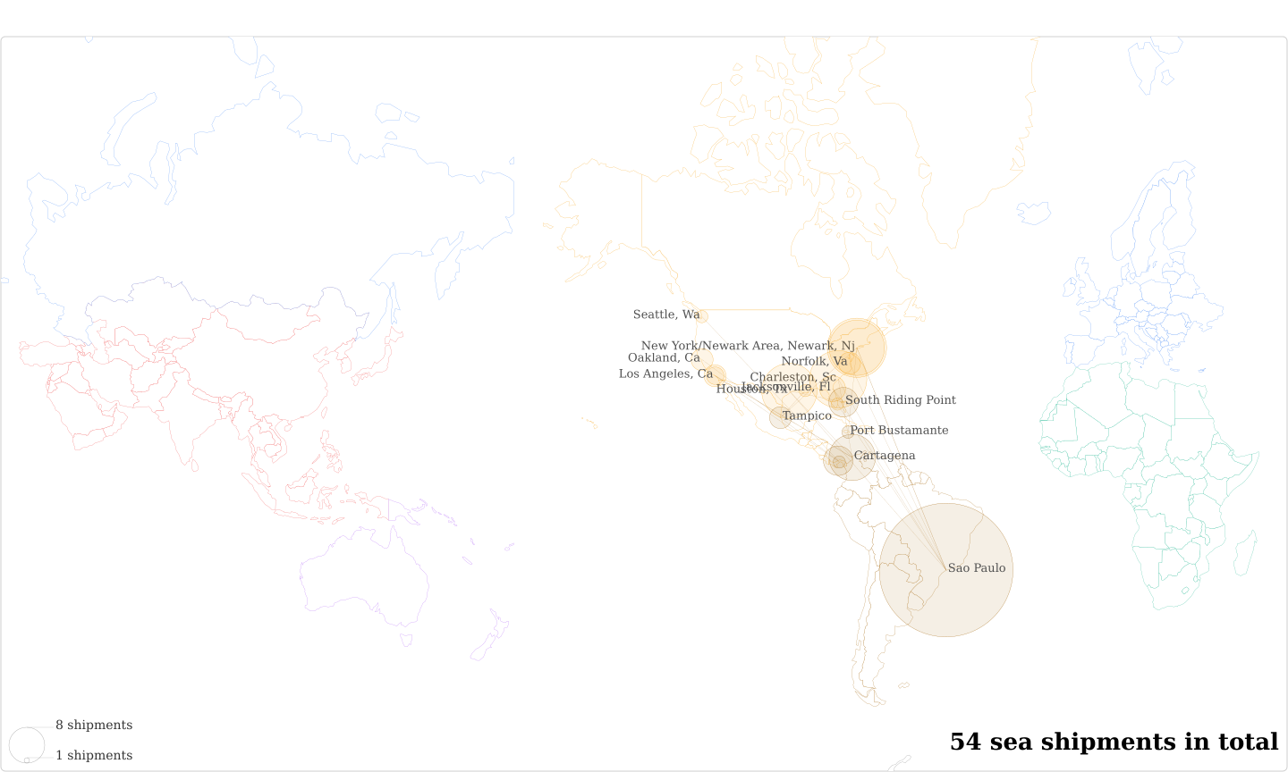 Auma Cafe Eireli's Imports Per Country Map