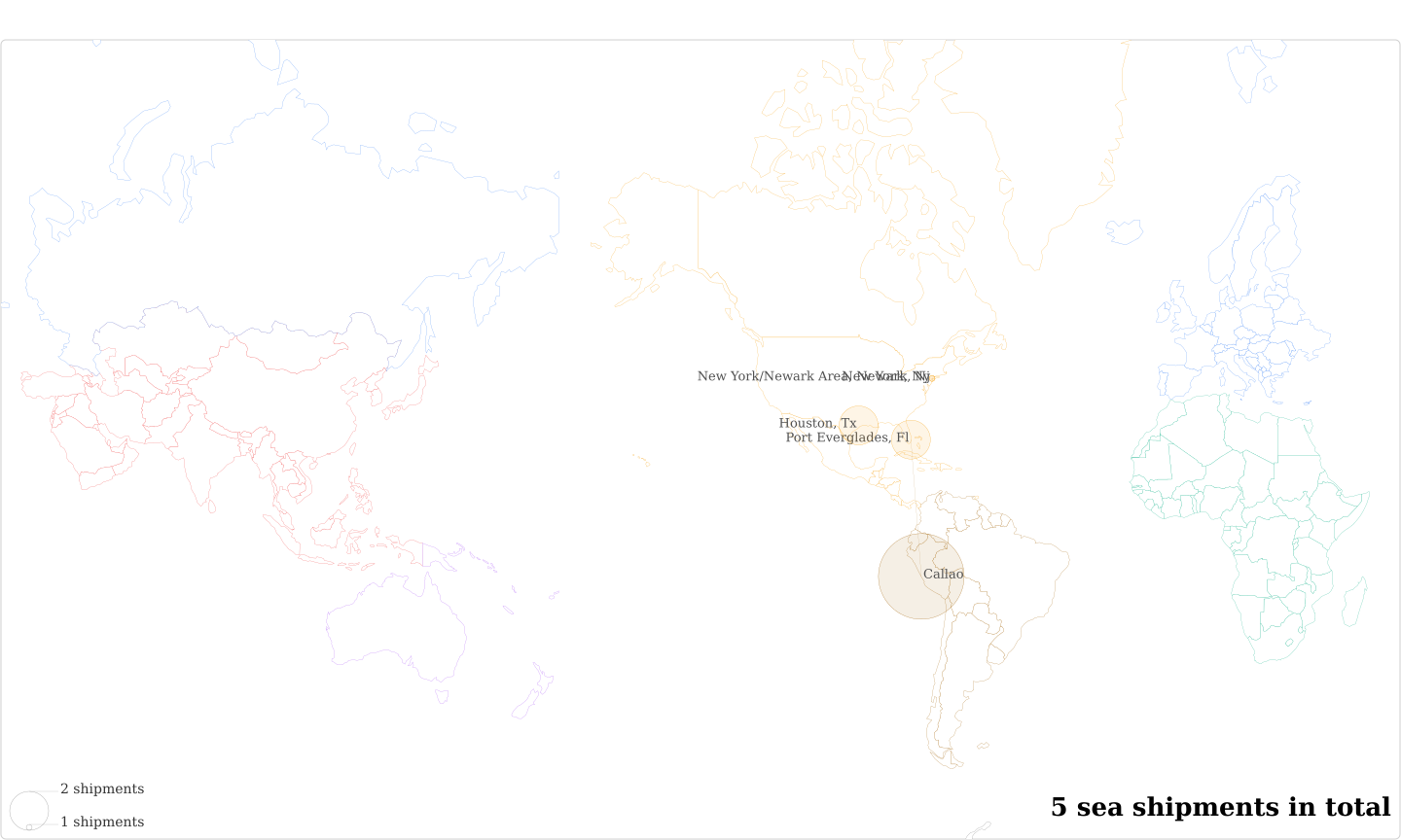 Britt Peru Sac's Imports Per Country Map