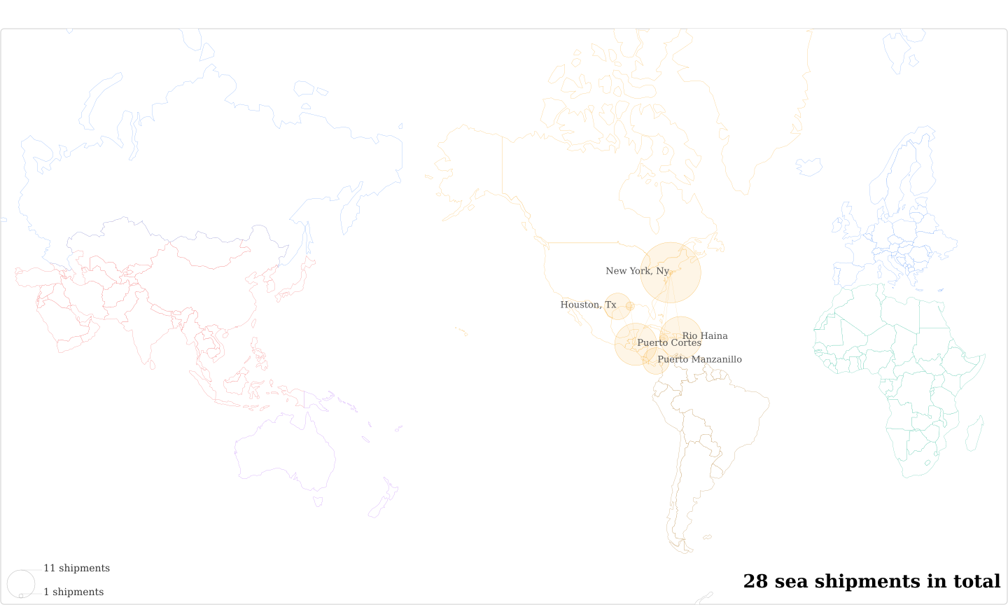 Comercial Exportadora De Cafe San Bo Guamilito's Imports Per Country Map