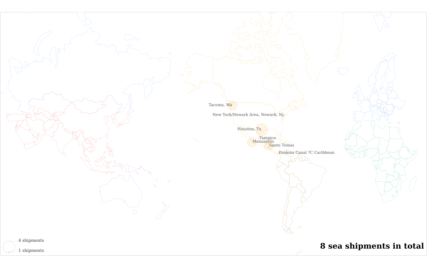 Compradores Y Exportadores De Cafe S A's Imports Per Country Map