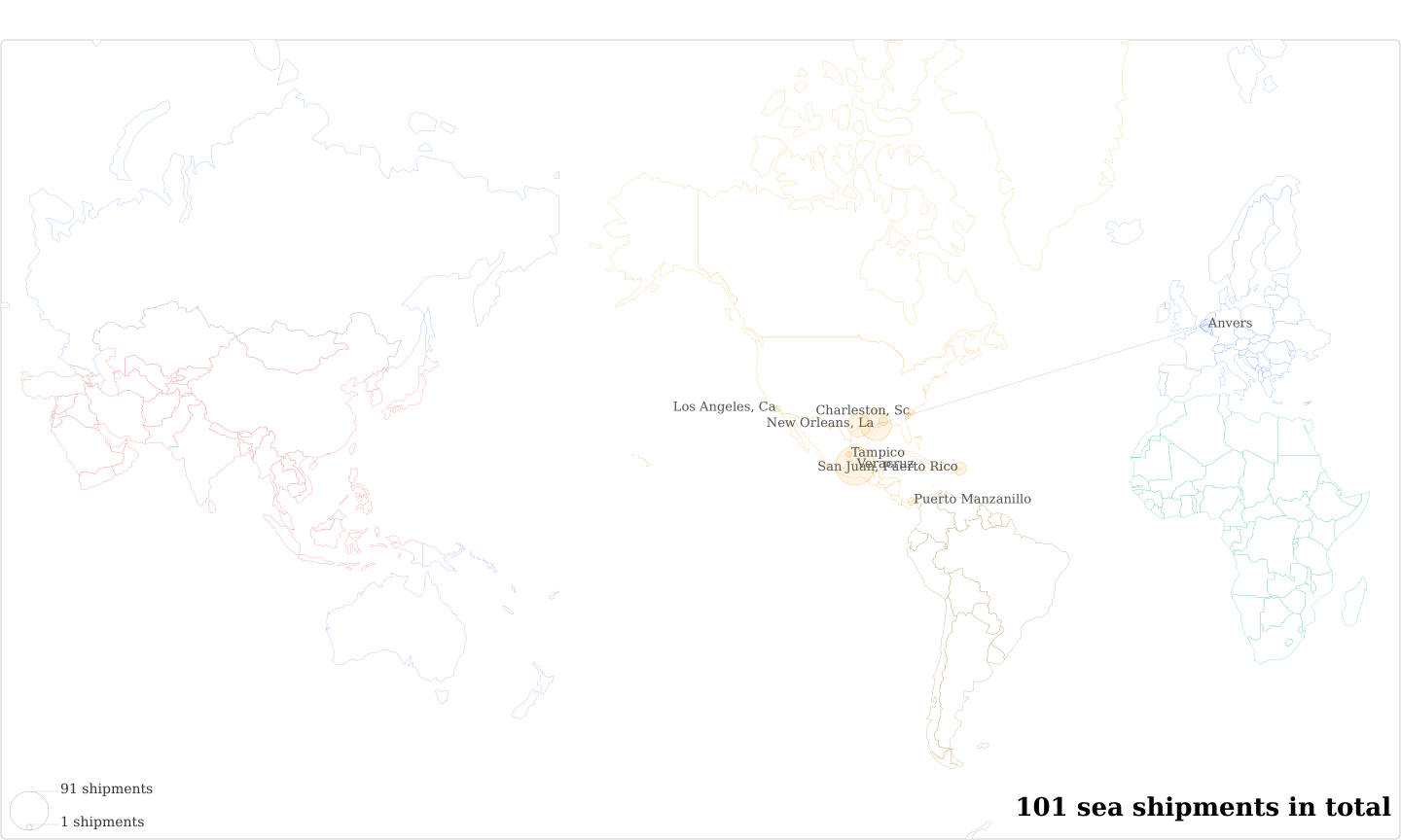 Derivados Industrializados Del Cafe's Imports Per Country Map