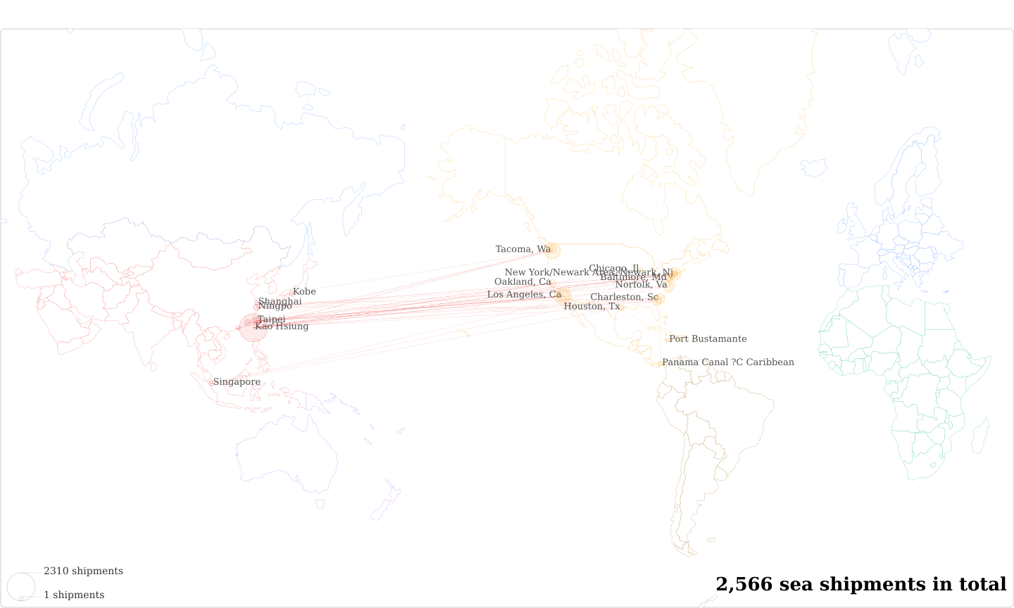 Fang Sheng Screw's Imports Per Country Map