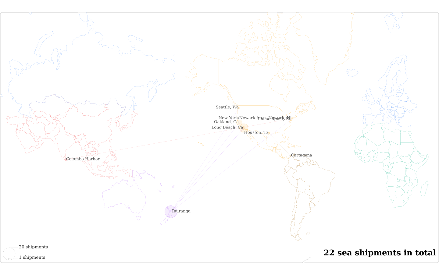 Technopak's Imports Per Country Map