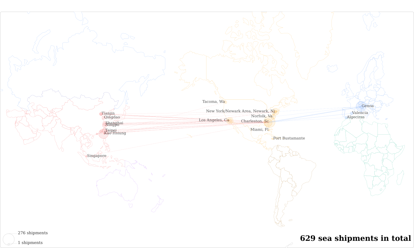 Bonomi North America's Imports Per Country Map