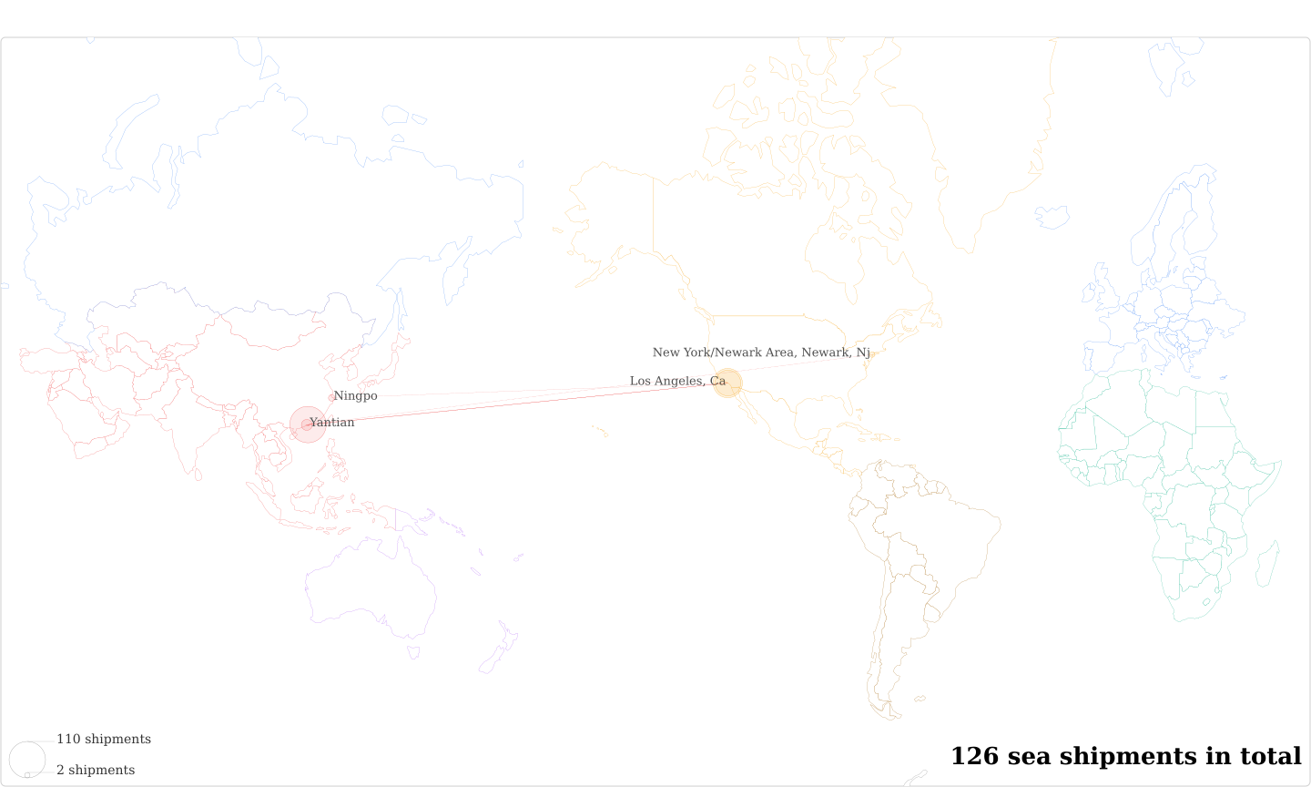C/O Amazon Service's Imports Per Country Map