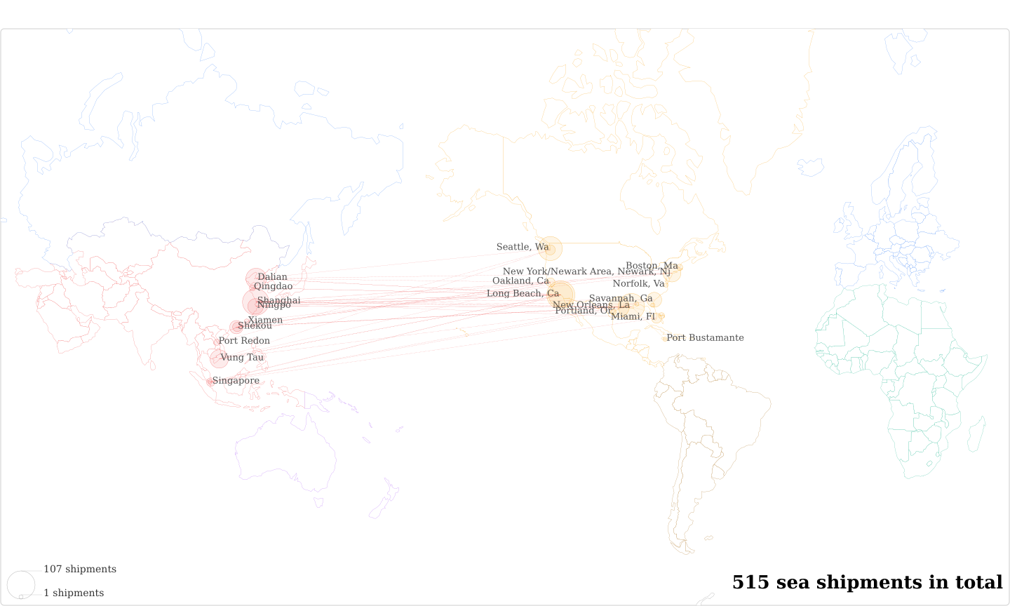 Cajun Buggies's Imports Per Country Map