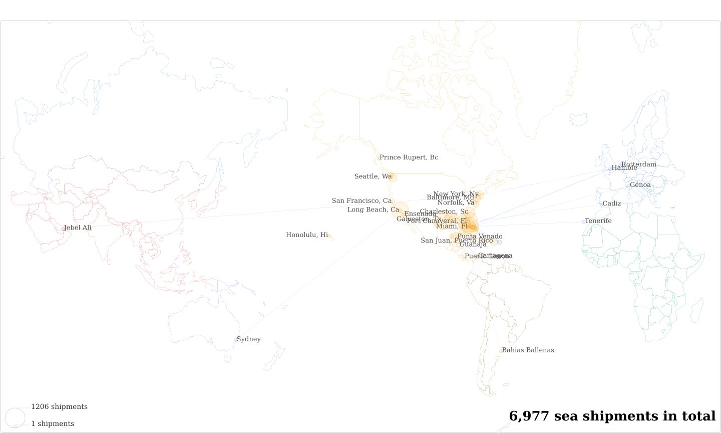 Centergate 6301 E 10Th's Imports Per Country Map