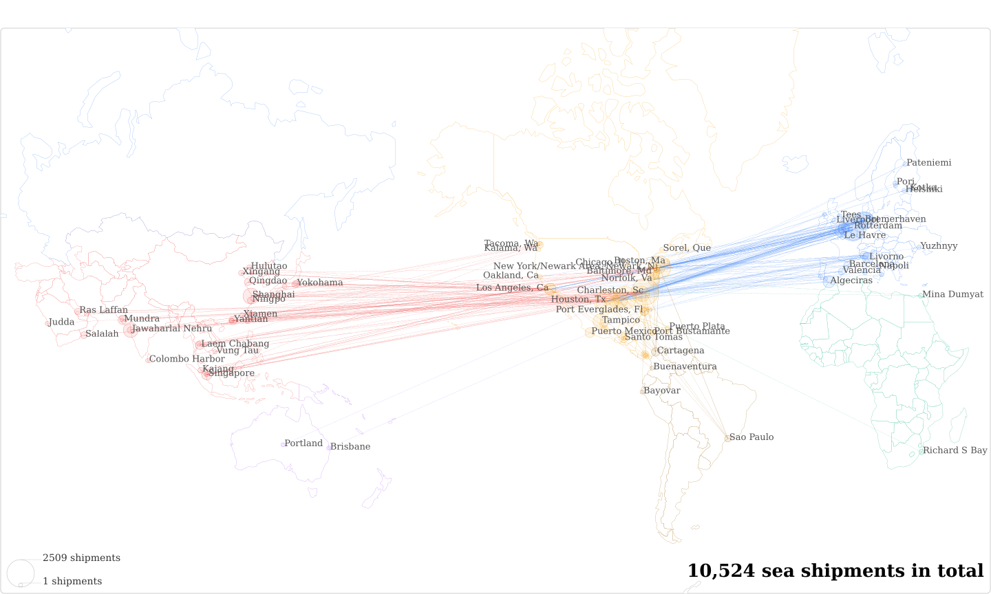 Huntsman International's Imports Per Country Map