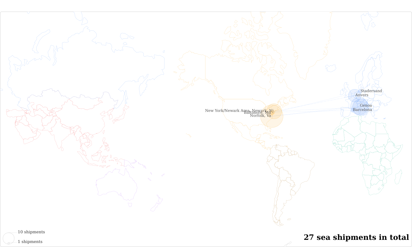 Ics Regeneron's Imports Per Country Map