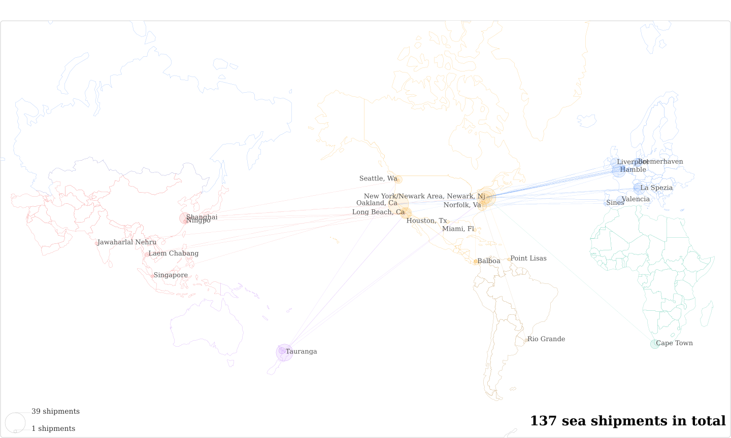 Liqui Box's Imports Per Country Map