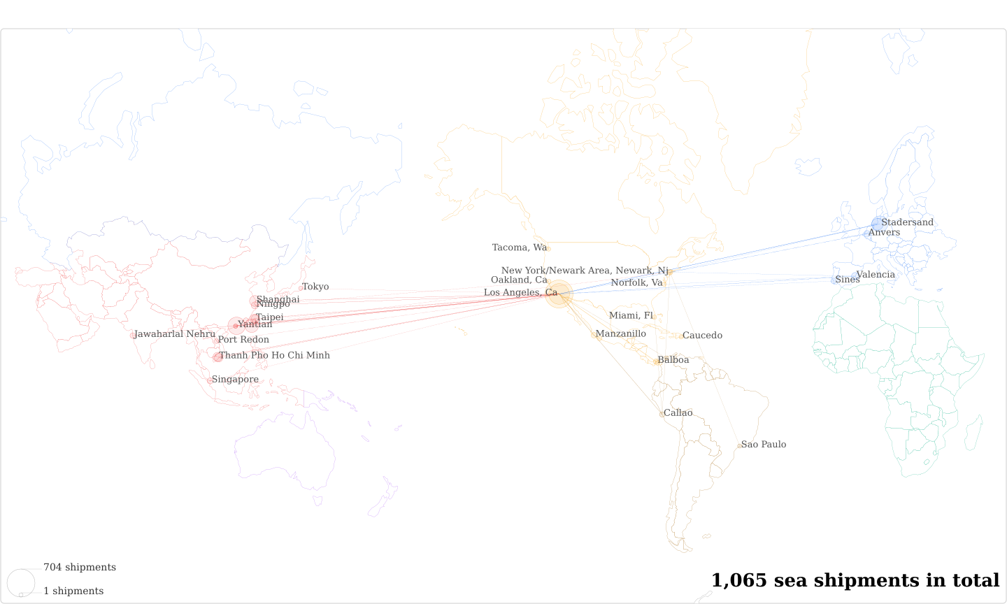 Manduka's Imports Per Country Map