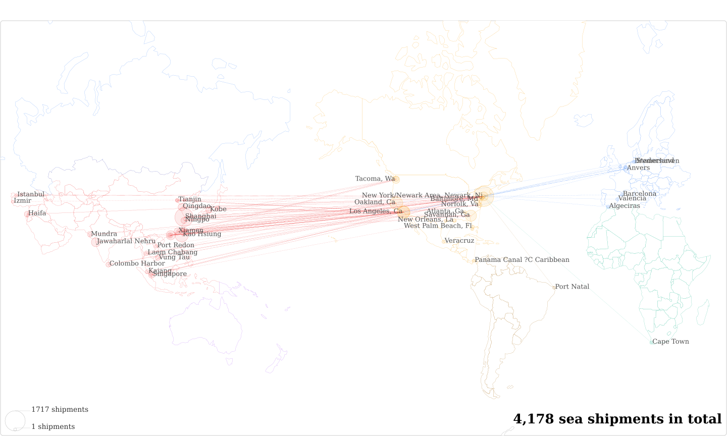 Msc Jonestown Dc's Imports Per Country Map