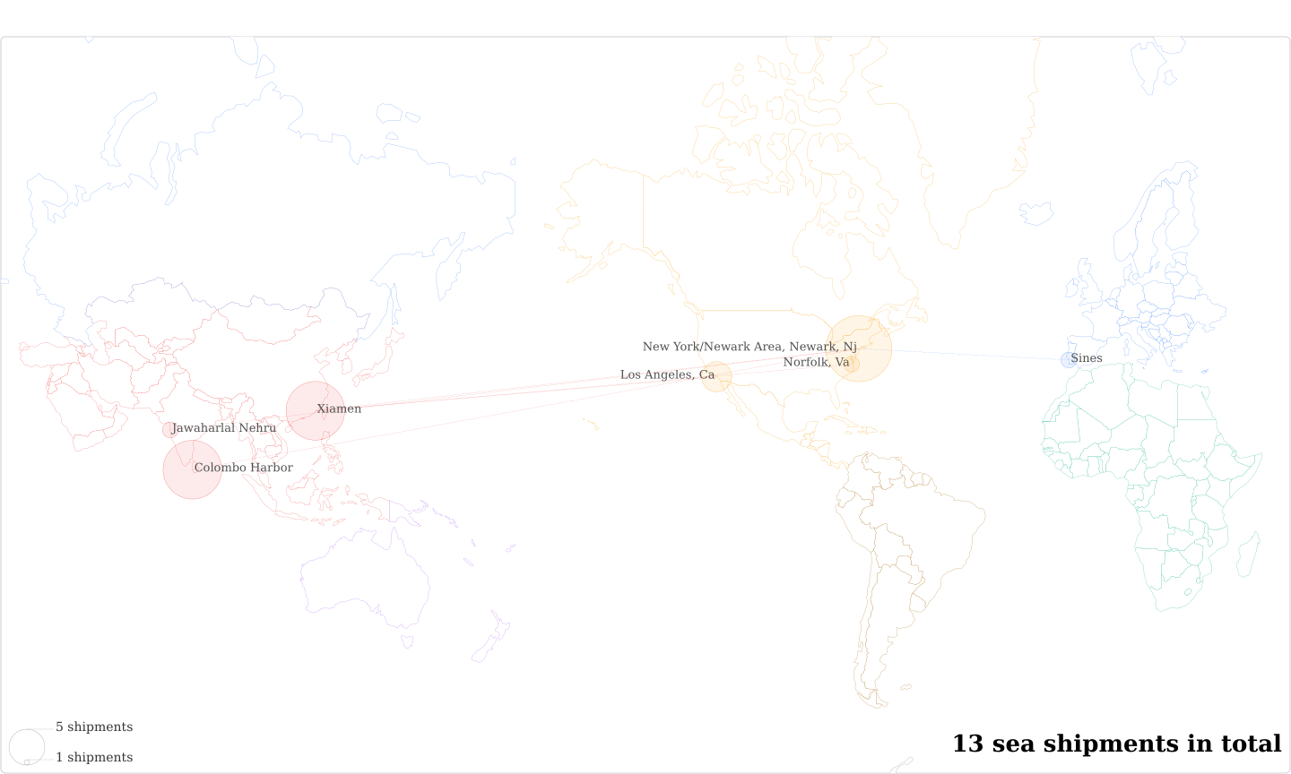 Zappos Com's Imports Per Country Map