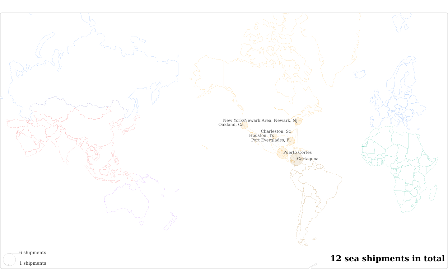 Cafe De Mi Pueblo International's Imports Per Country Map