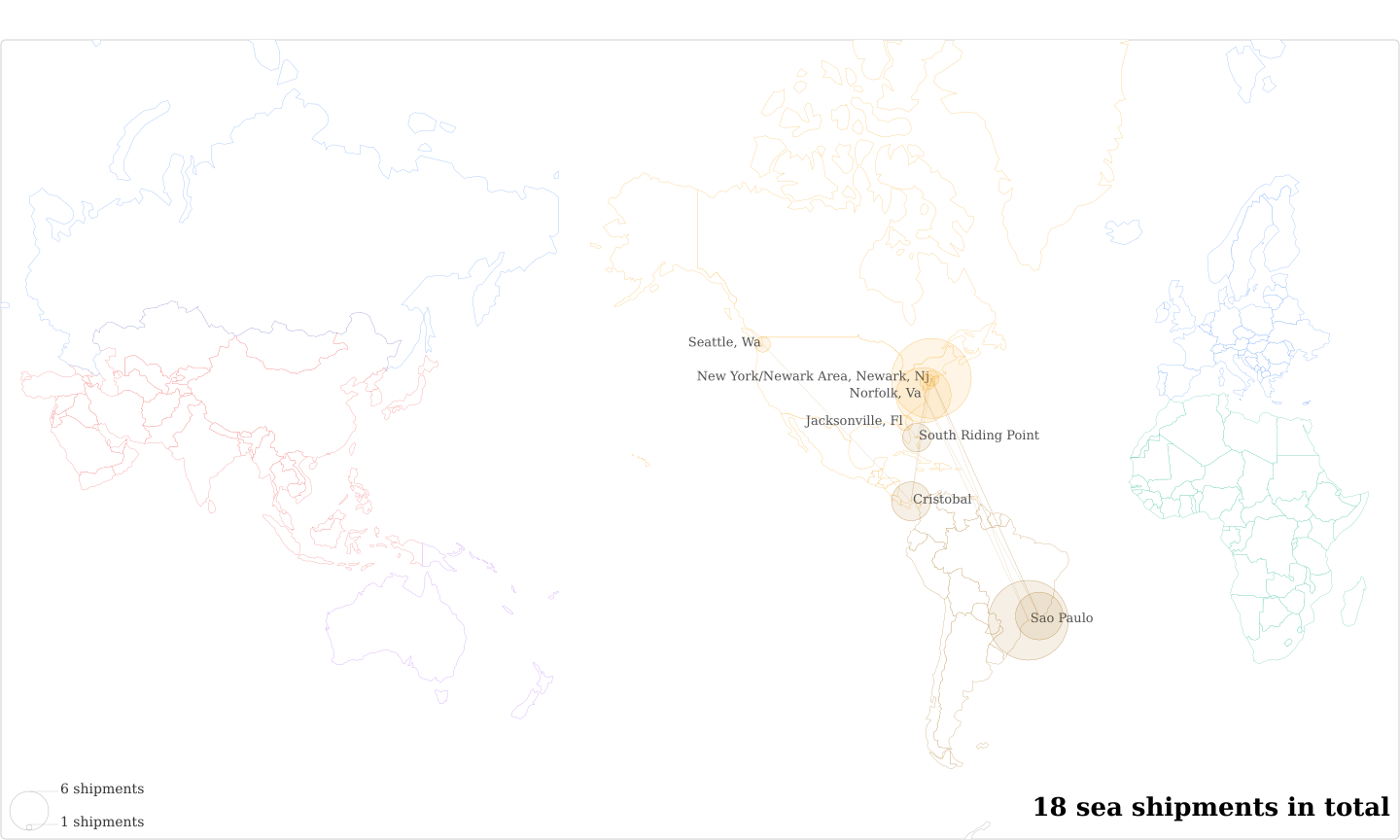 Nicchio Cafe S/A Exportacao E Impor's Imports Per Country Map