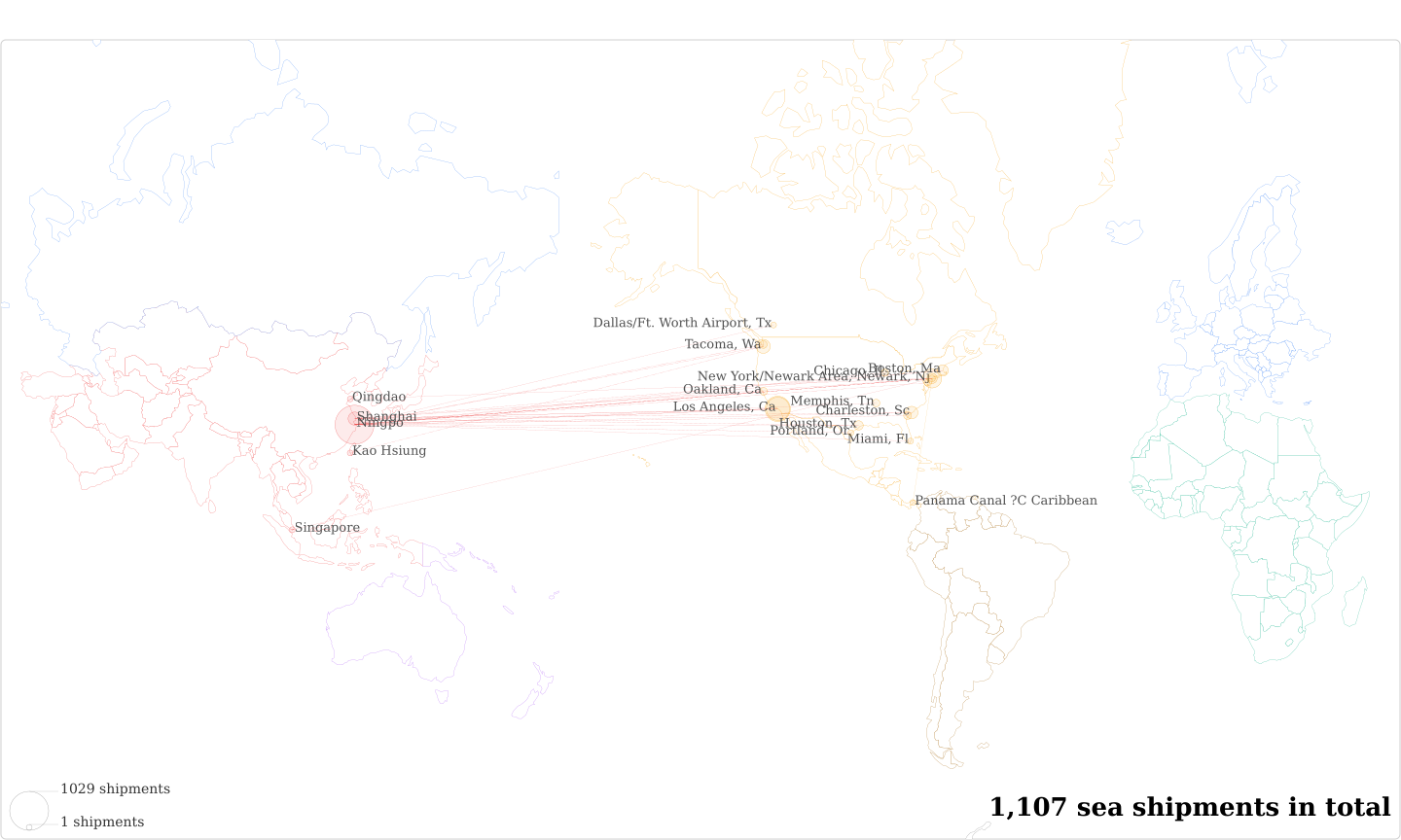 Ningbo Rian Valve's Imports Per Country Map
