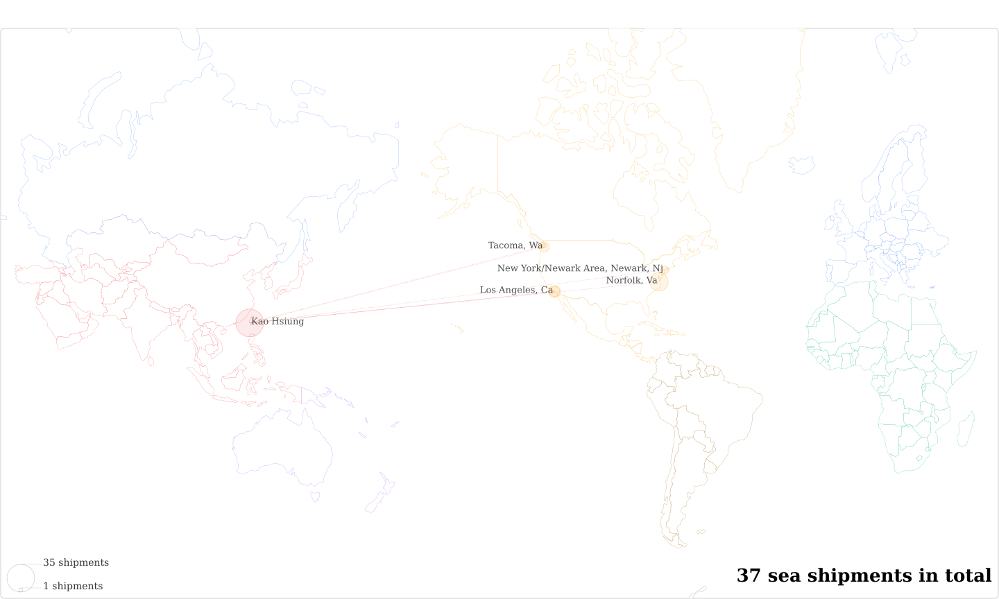 Pacino Importer & Exporter Enterpri's Imports Per Country Map
